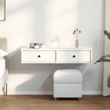 vidaXL Ράφι τοίχου με συρτάρια Λευκό 100x37,5x19cm Ξύλινη κατασκευή 1 τεμ.