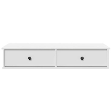 vidaXL Ράφι τοίχου με συρτάρια Λευκό 100x37,5x19cm Ξύλινη κατασκευή 1 τεμ.