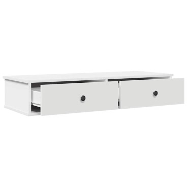 vidaXL Ράφι τοίχου με συρτάρια Λευκό 100x37,5x19cm Ξύλινη κατασκευή 1 τεμ.