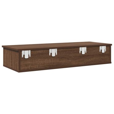 vidaXL Ράφι τοίχου με συρτάρια καφέ δρυς 100x37,5x19cm Ξύλο μηχανής 1 τεμ.