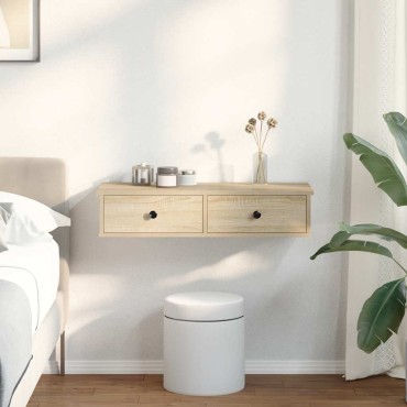 vidaXL Ράφι τοίχου με συρτάρια Sonoma Oak Κατασκευασμένο ξύλο 80x34x17 cm 1 τεμ.