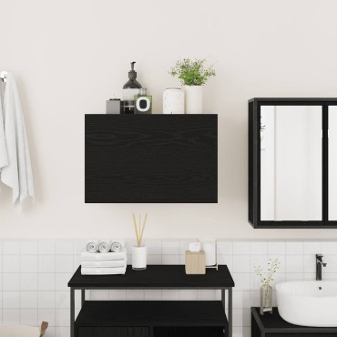 vidaXL ντουλάπι τοίχου μπάνιου μαύρο 60x25x40cm κατασκευασμένο ξύλο