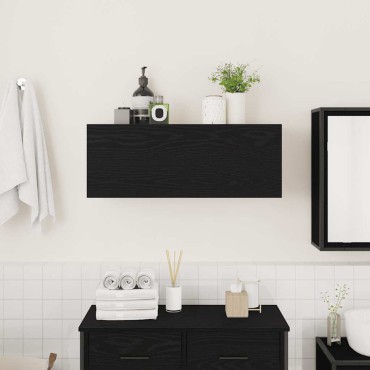 vidaXL ντουλάπι τοίχου μπάνιου μαύρο 80x25x30cm κατασκευασμένο ξύλο