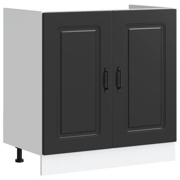 vidaXL Ντουλάπι βάσης νεροχύτη Kalmar Μαύρο 80x46x81,5cm Επεξ. Ξύλο 1 τεμ.