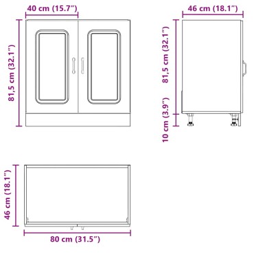 vidaXL Ντουλάπι βάσης νεροχύτη Kalmar Μαύρο 80x46x81,5cm Επεξ. Ξύλο 1 τεμ.
