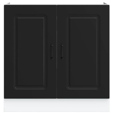 vidaXL Ντουλάπι βάσης νεροχύτη Kalmar Μαύρο 80x46x81,5cm Επεξ. Ξύλο 1 τεμ.