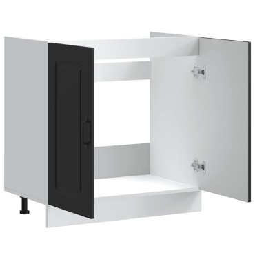 vidaXL Ντουλάπι βάσης νεροχύτη Kalmar Μαύρο 80x46x81,5cm Επεξ. Ξύλο 1 τεμ.