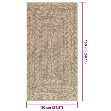 vidaXL Χαλί ZIZUR Μπεζ Όψη Γιούτας Εσωτ. & Εξωτ. Χώρου 80x150cm