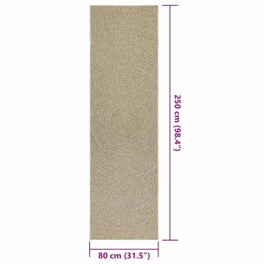 vidaXL Χαλί ZIZUR Μπεζ Όψη Γιούτας Εσωτ. & Εξωτ. Χώρου 80x250cm