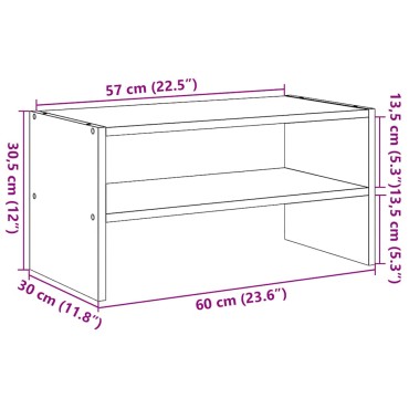 vidaXL Ράφι παπουτσιών στοιβαζόμενο γκρι Sonoma 60x30x30,5cm
