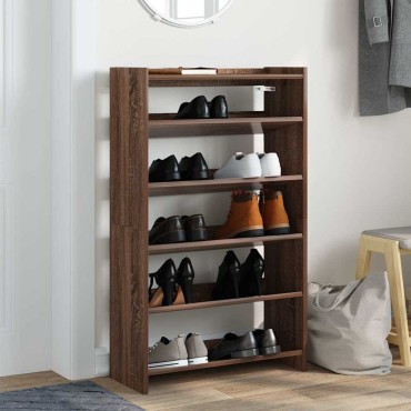 vidaXL Ράφι παπουτσιών καφέ δρυς 60x25x100cm Κατασκευασμένο ξύλο