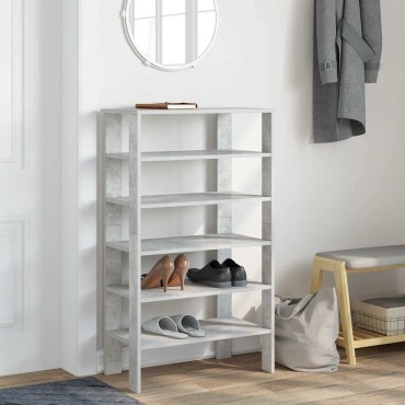 Ράφι παπουτσιών vidaXL Γκρι μπετόν 61x32x105cm Κατασκευασμένο ξύλο
