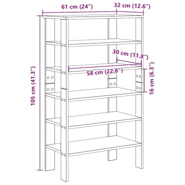 Ράφι παπουτσιών vidaXL Γκρι μπετόν 61x32x105cm Κατασκευασμένο ξύλο