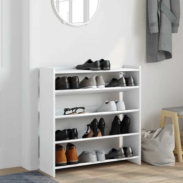 Ράφι παπουτσιών vidaXL Λευκό 80x25x81cm Κατασκευασμένο ξύλο