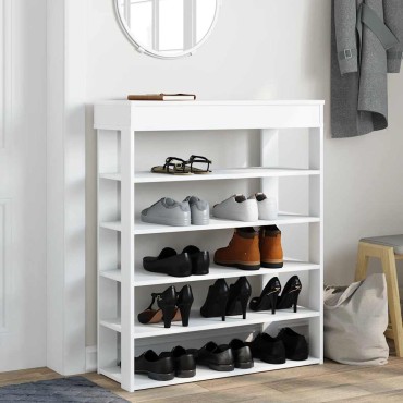 Ράφι παπουτσιών vidaXL Λευκό 80x30x98cm Κατασκευασμένο ξύλο