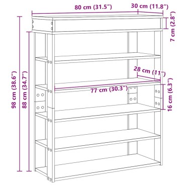 Ράφι παπουτσιών vidaXL Λευκό 80x30x98cm Κατασκευασμένο ξύλο