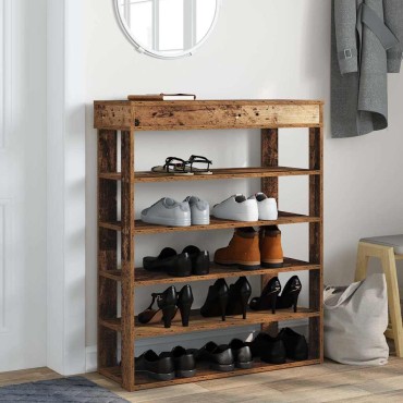 Ράφι παπουτσιών vidaXL Παλιό ξύλο 80x30x98cm Κατασκευασμένο ξύλο