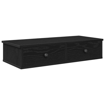vidaXL Ράφι τοίχου με συρτάρια Μαύρο 80x34x17cm Κατασκευασμένο ξύλο 1 τεμ.
