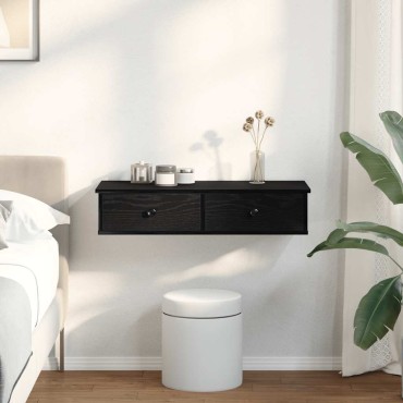 vidaXL Ράφι τοίχου με συρτάρια Μαύρο 80x34x17cm Κατασκευασμένο ξύλο 1 τεμ.