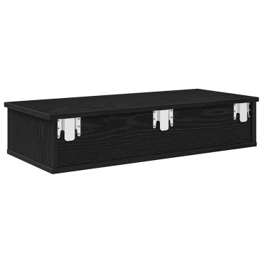 vidaXL Ράφι τοίχου με συρτάρια Μαύρο 80x34x17cm Κατασκευασμένο ξύλο 1 τεμ.