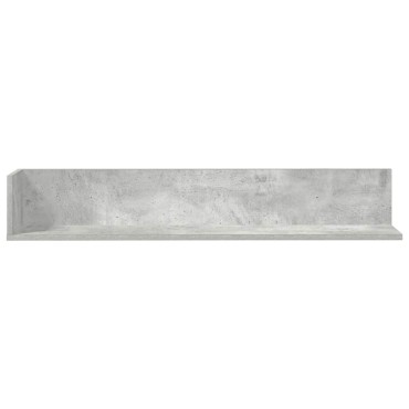 vidaXL Ράφια τοίχου 2 τεμ. Μπετόν Γκρι 100x16,5x16,5cm Ξύλο μηχανής