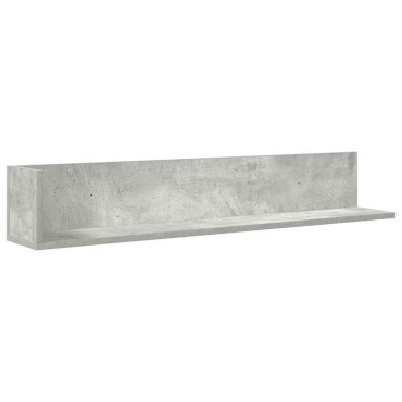 vidaXL Ράφια τοίχου 2 τεμ. Μπετόν Γκρι 100x16,5x16,5cm Ξύλο μηχανής