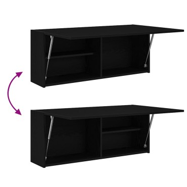 vidaXL ντουλάπι τοίχου μπάνιου μαύρο 100x25x40cm κατασκευασμένο ξύλο