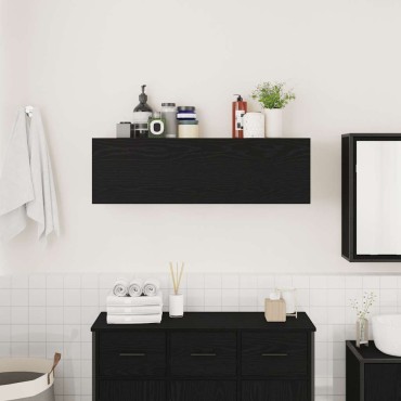 vidaXL ντουλάπι τοίχου μπάνιου μαύρο 100x25x30cm κατασκευασμένο ξύλο