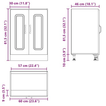 vidaXL Ντουλάπι βάσης νεροχύτη Kalmar Sonoma Δρυς 60x46x81,5cm 1 τεμ.