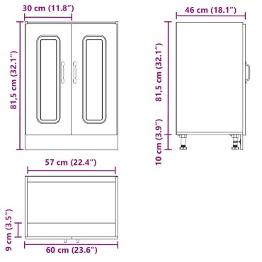 vidaXL Ντουλάπι βάσης νεροχύτη Kalmar Καπνιστή δρυς 60x46x81,5cm 1 τεμ.