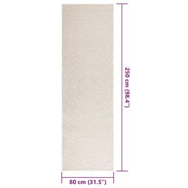 vidaXL Χαλί ZIZUR Κρεμ Όψη Γιούτας Εσωτ. & Εξωτ. Χώρου 80x250cm