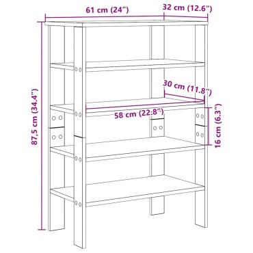 vidaXL Ράφι παπουτσιών Artisan Oak 61x32x87,5cm Κατασκευασμένο ξύλο