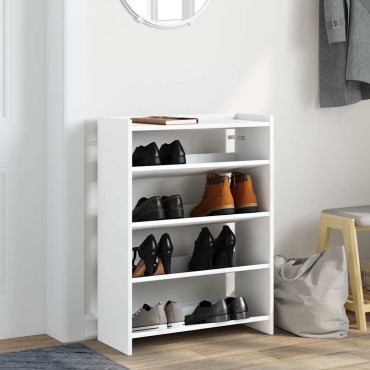 Ράφι παπουτσιών vidaXL Λευκό 60x25x81cm Κατασκευασμένο ξύλο