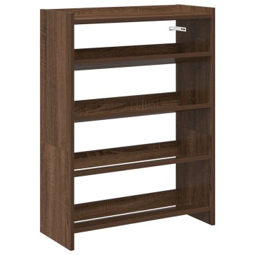 vidaXL Ράφι παπουτσιών καφέ δρυς 60x25x81cm Κατασκευασμένο ξύλο