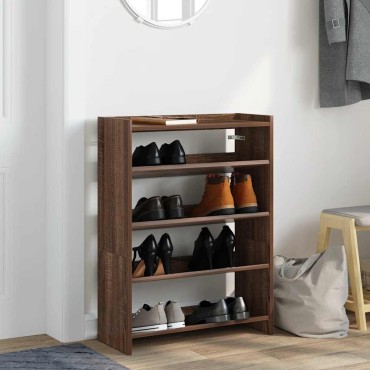 vidaXL Ράφι παπουτσιών καφέ δρυς 60x25x81cm Κατασκευασμένο ξύλο