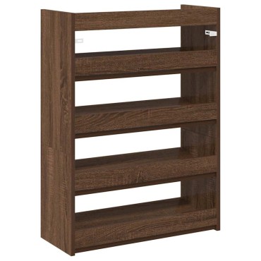 vidaXL Ράφι παπουτσιών καφέ δρυς 60x25x81cm Κατασκευασμένο ξύλο
