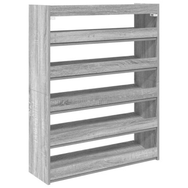 Ράφι παπουτσιών vidaXL Γκρι Sonoma 80x25x100cm Κατασκευασμένο ξύλο
