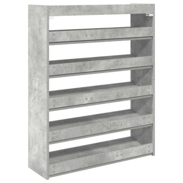 Ράφι παπουτσιών vidaXL Γκρι μπετόν 80x25x100cm Κατασκευασμένο ξύλο
