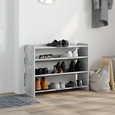 Ράφι παπουτσιών vidaXL Γκρι μπετόν 80x25x62cm Κατασκευασμένο ξύλο
