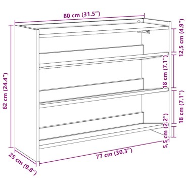 Ράφι παπουτσιών vidaXL Γκρι μπετόν 80x25x62cm Κατασκευασμένο ξύλο
