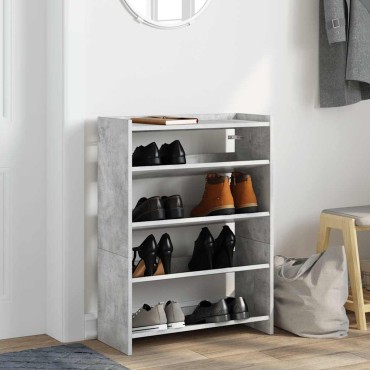 Ράφι παπουτσιών vidaXL Γκρι μπετόν 60x25x62cm Κατασκευασμένο ξύλο