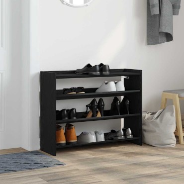 Ράφι παπουτσιών vidaXL Μαύρο 80x25x62cm Κατασκευασμένο ξύλο