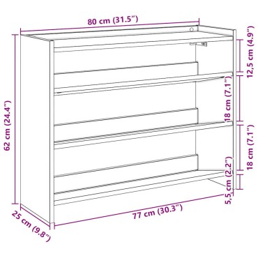 Ράφι παπουτσιών vidaXL Μαύρο 80x25x62cm Κατασκευασμένο ξύλο