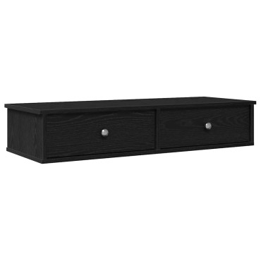vidaXL Ράφι τοίχου με συρτάρια Μαύρο 100x37,5x19cm Ξύλινη κατασκευή 1 τεμ.