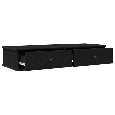vidaXL Ράφι τοίχου με συρτάρια Μαύρο 100x37,5x19cm Ξύλινη κατασκευή 1 τεμ.