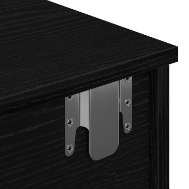 vidaXL Ράφι τοίχου με συρτάρια Μαύρο 100x37,5x19cm Ξύλινη κατασκευή 1 τεμ.