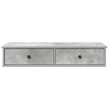 vidaXL Ράφι τοίχου με συρτάρια Γκρι μπετόν 100x37,5x19cm Ξύλο μηχανής 1 τεμ.
