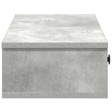 vidaXL Ράφι τοίχου με συρτάρια Γκρι μπετόν 100x37,5x19cm Ξύλο μηχανής 1 τεμ.