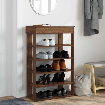 vidaXL Ράφι παπουτσιών καφέ δρυς 60x30x98cm Κατασκευασμένο ξύλο