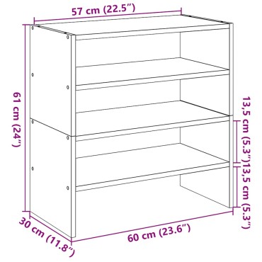 vidaXL Ράφια παπουτσιών 2 τμχ στοιβαζόμενα Sonoma Oak 60x30x30,5cm